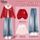 迪士尼（Disney）童裝女童毛衣套裝2025秋冬新款可愛(ài)公主風(fēng)女孩衣服百搭兒童針織衫