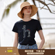 哈吉斯（HAZZYS）女裝 夏款女士大狗圖案圓領(lǐng)T恤衫女ASTSE0BBE52 藏青色NV L (165/88A 40)