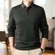 SUSTYLE國際一線(xiàn)品牌爸爸裝長(cháng)袖T恤男翻領(lǐng)純色Polo衫打底秋商務(wù)休閑上衣 木綠 均碼 165