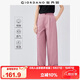 佐丹奴亞麻褲子女棉麻文藝風(fēng)壓褶半松緊腰休閑長褲女13415222