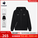 樂(lè )卡克（Le coq sportif）法國公雞春季男女同款連帽開(kāi)衫針織外套 黑色 XL