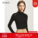 AMII女裝2025秋季新款針織衫半高領(lǐng)內搭打底衫女設計感黑色 黑色 M 160/84A