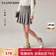 E·LAND KIDS衣戀夏季新品女童學(xué)院風(fēng)徽標(biāo)刺繡百褶短裙 Grey灰色/15 140