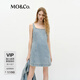 MO&Co.連衣裙2025春新品重工鉆飾彩繪藝術(shù)洗褪棉質(zhì)牛仔MBE1DRS004 牛仔藍色 M 165