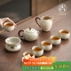 尚言坊汝窯功夫茶具整套高檔家用陶瓷泡茶壺茶杯器具全套裝中秋節(jié)禮物