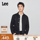 Lee25秋冬新品舒適版翻領(lǐng)小Logo織標黑色男牛仔夾克外套休閑潮 黑色 XL