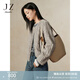 玖姿·安娜蔻優(yōu)雅香風(fēng)織帶包邊絎線(xiàn)紋理環(huán)保皮草外套女2024冬款 灰色 M