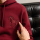 倉石一樹(shù)刺繡馬年本命年連帽衛衣男2026秋冬新款加絨加厚情侶酒紅色衣服男 酒紅色 3XL