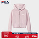 FILA 斐樂(lè)官方女士編織衫2025冬季新款休閑寬松連帽拉鏈毛衣開(kāi)衫 桃仙粉-PK XL 175/92A/XL