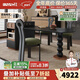 不與法式中古風(fēng)可嵌入式微波爐款伸縮島臺餐桌一體家用小戶型巖板餐島 【微波爐】1.6米島臺餐桌+餐椅*4