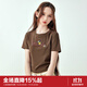 樂(lè )町Little Lulu聯(lián)名夏季新款緊身圖案綁帶T恤女C1CNE2122 棕色 M