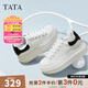 他她（TATA）小白鞋2025秋季新款奶油泡泡厚底女鞋增高松糕鞋板鞋 白/黑 37