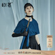 日著(zhù)原創(chuàng  )設計女裝2024夏季新款簡(jiǎn)約短袖上衣殘月植絨印花T恤 殘夜藍 XL