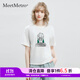 MeetMetro瑪依爾設計感印花短袖T恤女2025夏新款立體流蘇棉上衣 白色 M