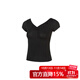Sansha 芭蕾舞蹈練功服上衣女形體跳舞服裝短袖現代拉丁古典 黑色 L 