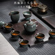 Bylure品牌青瓷功夫茶具套裝復古家用整套龍泉冰裂陶瓷辦公室泡茶工具 鐵胎墨青【西施壺 套裝】 10頭