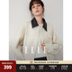ELLE法式撞色翻領(lǐng)短款夾克式外套女2025冬季新款休閑通勤獨特上衣 米白 L