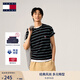 TOMMY JEANS【重磅厚實(shí)】夏男女純棉條紋針織刺繡圓領(lǐng)短袖T恤上衣 黑綠白條紋BDS L （推薦：150-165斤）