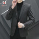 AEMAPE/美國蘋(píng)果 毛呢西服男士2026春秋季高端平駁領(lǐng)商務(wù)休閑西裝外套男 深灰色 3XL 【建議體重150-165斤】