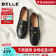 百麗（Belle）秀氣樂(lè )福鞋女2025秋新商場(chǎng)同款質(zhì)感羊皮通勤樂(lè )福鞋E3C1DCA5 黑色 38