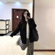 蘇雨薇黑色慵懶風(fēng)中長(cháng)款針織開(kāi)衫外套女2025秋小個(gè)子寬松休閑遮屁股毛衣 黑色【關(guān)注店鋪-送運費險】 S （80-95斤）