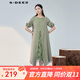 S.DEER圣迪奧女裝圓領(lǐng)立體裁剪碎花連衣裙S223Z12R2 暗綠/05 L 170