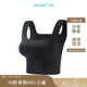 茵曼薄款運(yùn)動(dòng)內(nèi)衣背心女士無(wú)痕美背防震無(wú)鋼圈聚攏胸罩 黑色 均碼 