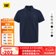 CAT卡特POLO衫男士經(jīng)典華夫格美式短袖翻領(lǐng)T恤25春夏新品通勤上裝 藏青色 XL
