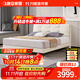 晚安（goodnight）奶油風(fēng)皮藝雙人床現代簡(jiǎn)約軟包頭層牛皮床1.8米婚床WA932+JD216