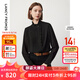 朗姿法式宮廷風(fēng)復古木耳邊領(lǐng)襯衫上衣通勤長(cháng)袖襯衣年春季新款 黑色2 L