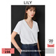 LILY2025春新款女裝簡(jiǎn)約假兩件V領(lǐng)正肩寬松休閑百搭白色短袖T恤 601白色 XL