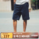 AKSERIES新復古回潮斜紋全棉簡約經典基礎休閑五分短褲男AK男裝1714027 藏藍色 32