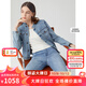 朗姿法式復古百搭休閑短款藍色牛仔外套女高級感春季新款上衣 巴黎藍色2 L