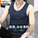 莫代爾冰絲背心男打底吊帶透氣健身跨欄籃球運動(dòng)速干坎肩中國無(wú)袖t恤 055-6042黑色 5XL (適合175-190斤)