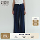 Teenie Weenie小熊女裝牛仔褲秋季復(fù)古休閑氣質(zhì)通勤寬松闊腿長褲 深藍(lán)色 S