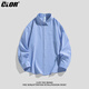 CLOR條紋襯衫男秋季日系ins風(fēng)寬松百搭長袖襯衣外套CLCX16藍(lán)白條XL
