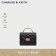 CHARLES&KEITH25秋季新品菱格鏈條手提斜挎包小方包包女包生日禮物CK2-50701608 Black黑色 S