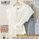 絲柏舍亮片針織衫2025夏裝新款女裝時(shí)尚蕾絲拼接圓領(lǐng)套頭上衣