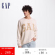 GAP男女裝春秋洋氣提花logo圓領(lǐng)針織衫美式寬松毛衣609274