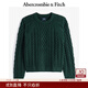 Abercrombie & Fitch男裝24秋冬美式百搭寬松麻花套頭圓領(lǐng)針織毛衣120-4189 墨綠色 L (180/108A)