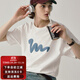 714street印花短袖t恤男夏季美式體恤男士純棉打底衫情侶裝衣服 白色 S