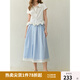 獨束大碼女裝藍白格紋微胖半身裙2025新款顯瘦裙子 夏日藍 3XL （尺碼：5）