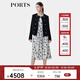 PORTS寶姿【PORTS TWEED】秋季新款氣質(zhì)羊駝毛雙排扣精致針織開衫 黑色 M