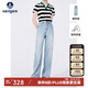 Navigare意大利小帆船女士闊腿直筒褲休閑牛仔長褲2312574511 藍(lán) L 