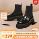 百思圖黑天鵝24冬商場(chǎng)加絨樂(lè )福連襪靴彈力瘦瘦短靴VUN06DD4 黑色 36