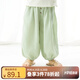 papa爬爬【天絲麻】夏季新品兒童褲子男女童防蚊褲九分褲休閑涼感透氣 清風(fēng)綠 90 cm