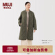 無(wú)印良品（MUJI）女式 蓬松棉服絎縫大衣 外套女款女裝棉衣25年冬季 BD10MA5A 卡其綠 S (155/80A)