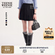 Teenie Weenie小熊女裝半身裙25秋季新款時(shí)尚優(yōu)雅高腰A字百褶短裙 藏青色 L