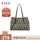 他她（TATA）復古老花托特包女包包大包單肩包手提包春季新款X3407AX5 米黑/黑 F
