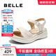 百麗（Belle）寬條帶休閑涼鞋女商場(chǎng)同款真皮厚底涼鞋D6N2DBL5 米白 38 (240mm)